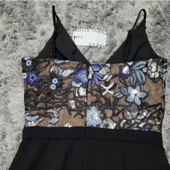 Dress The Population Giulia Sequin Sheath Dress Women's XS Floral Whimsigoth - Picture 5 of 8